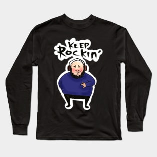 cute fat funny man listen to music Long Sleeve T-Shirt